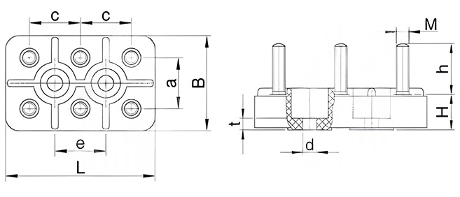 Clipboards according to DIN 46294, series K with 2 central, recessed mounting slots