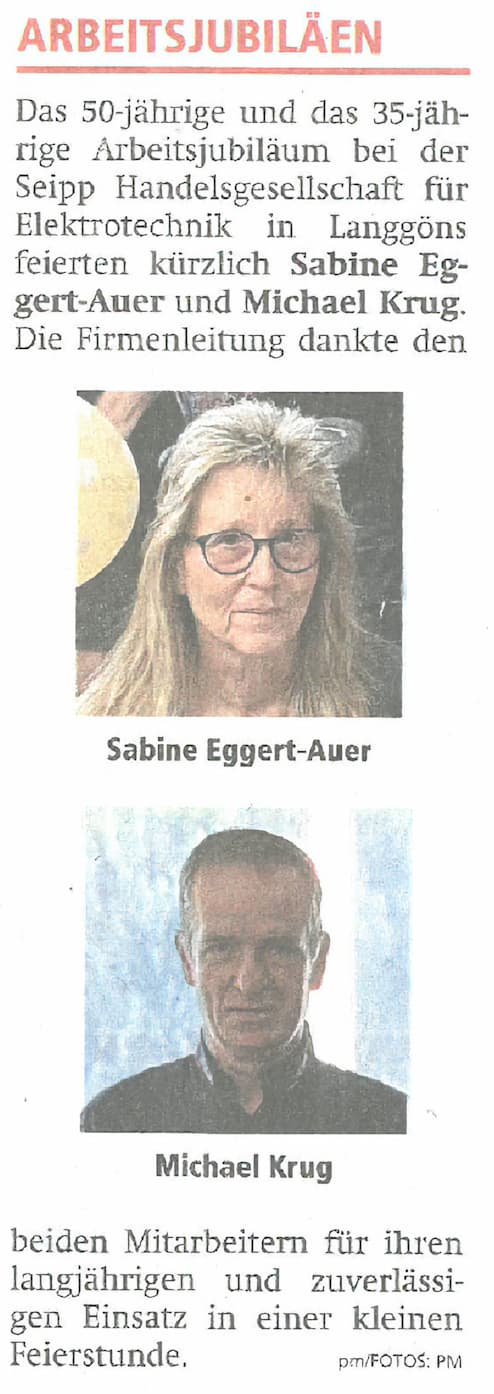 Zeitung berichtet über Jubiläum bei SEIPP