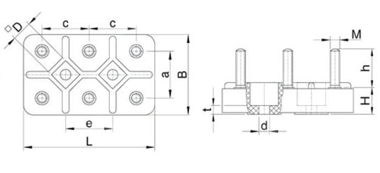 Clipboards - 6-poles, according to DIN 46294, type cv