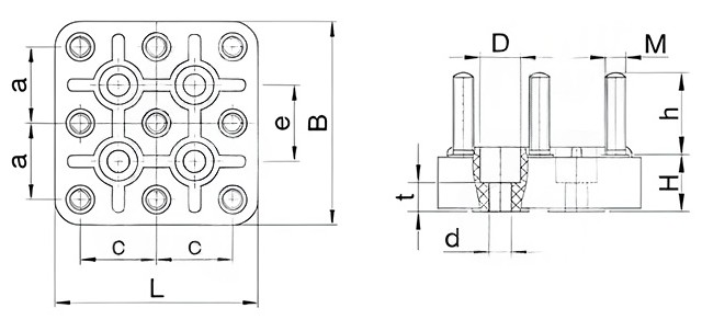 Klemmbretter - 9-polig, Ausführung cv