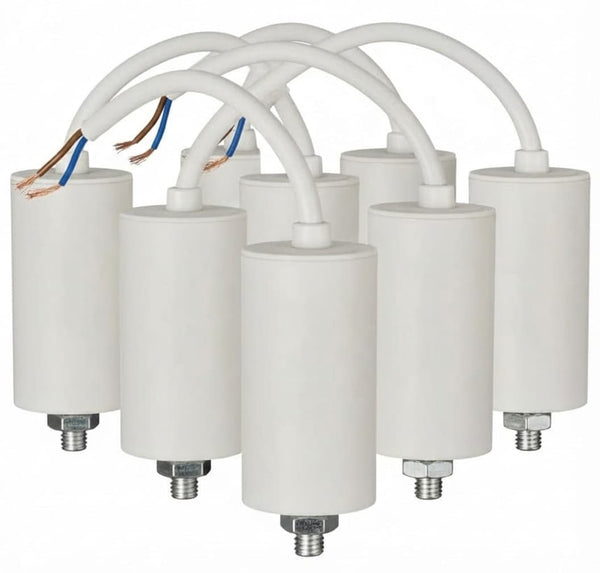Capacitors - plastic cup with axially routed cable
