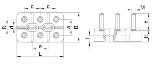 Klemmbretter mit versenkten Befestigungs-Langlöchern, Ausführung cv
